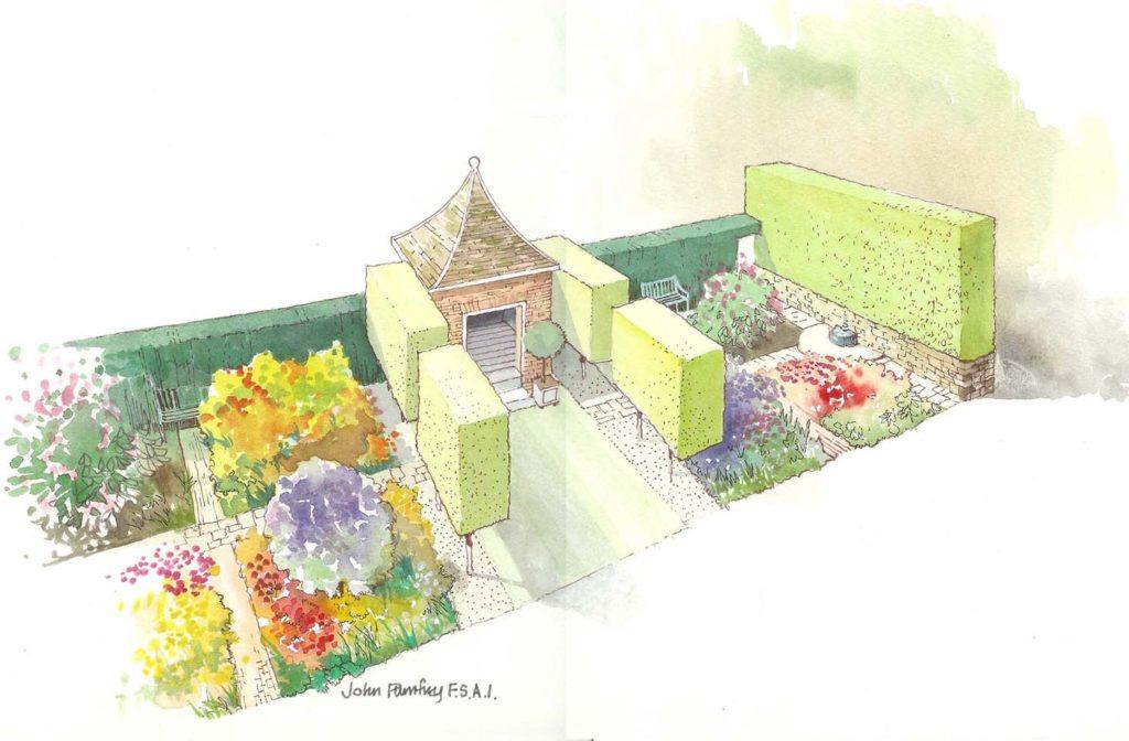 A Chelsea Flower Show garden architectural design, by John Pumfrey