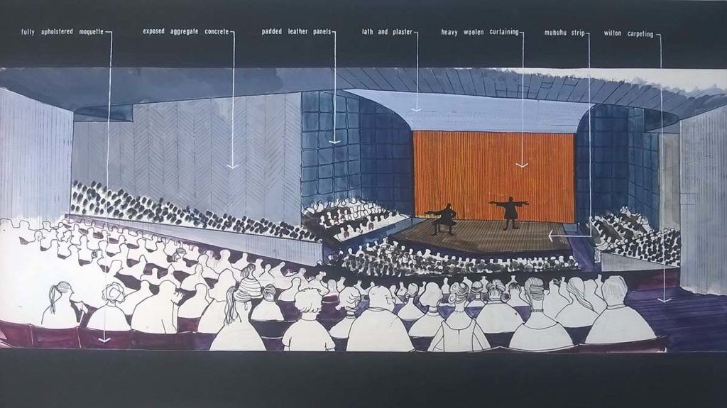 Sketch of KSA auditorium by John Pumfrey