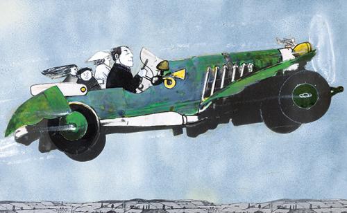 An illustration by John Burningham for Chitty Chitty Bang Bang